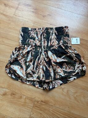High-Waist Smocked Tropical Print Women’s Shorts —by Free People